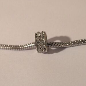 Silver Rhinestones Spacer Charm for Pandora Style Bracelet